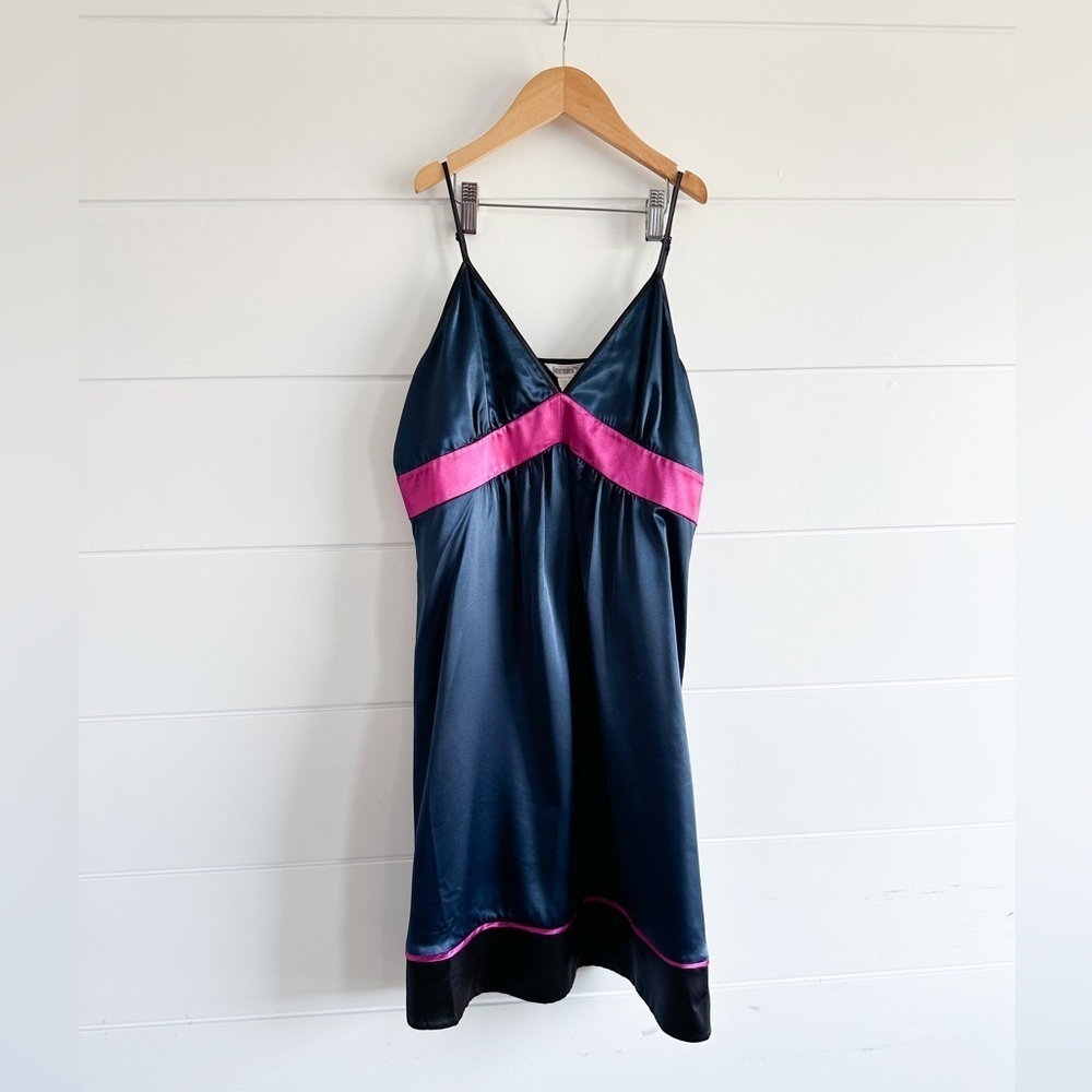 “Kensie Girl”- Satin Slip Dress - Spaghetti Strap- Navy/Pink/Black - Size:Medium